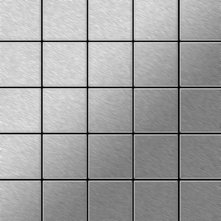 Alloy Mosaik Fliese massiv Metall Edelstahl marine gebürstet in grau 1,6mm stark Century-S-S-MB 0,5 m2