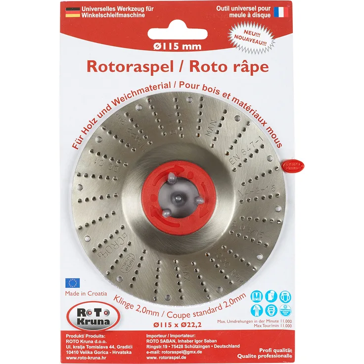 Rotoraspel Ø 115 mm Schleifscheibe Winkelschleifer Holz Kunststoff Gummi (Flexscheibe schleifteller Schruppscheibe schnelles Abschleifen Klinge 2 , Mittel)