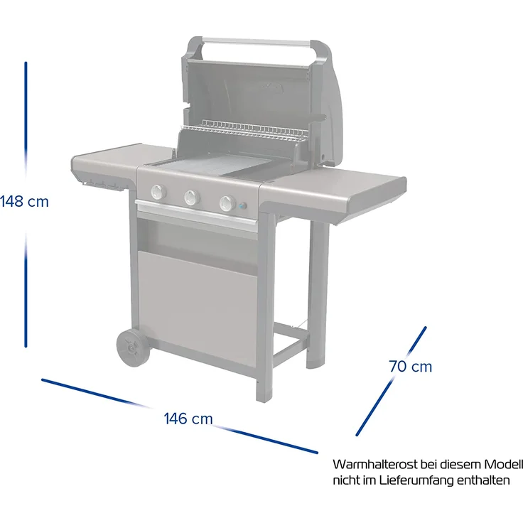 Campingaz BBQ 3 Series Select 37484 Gasgrill, 3 Brenner, 119 x 101 x 64 cm Grillrost aus Gusseisen, Drehspießfunktion, Temperaturanzeige, schwarz grau – Bild 4