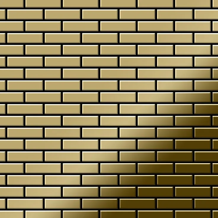 Mosaik Fliese massiv Metall Titan hochglänzend in gold 1,6mm stark ALLOY PK-Ti-GM 0,88 m2