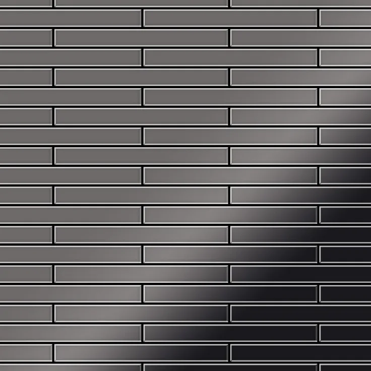 Alloy Mosaik Fliese massiv Metall Titan hochglänzend in dunkelgrau 1,6mm stark Deedee-Ti-SM 0,63 m2