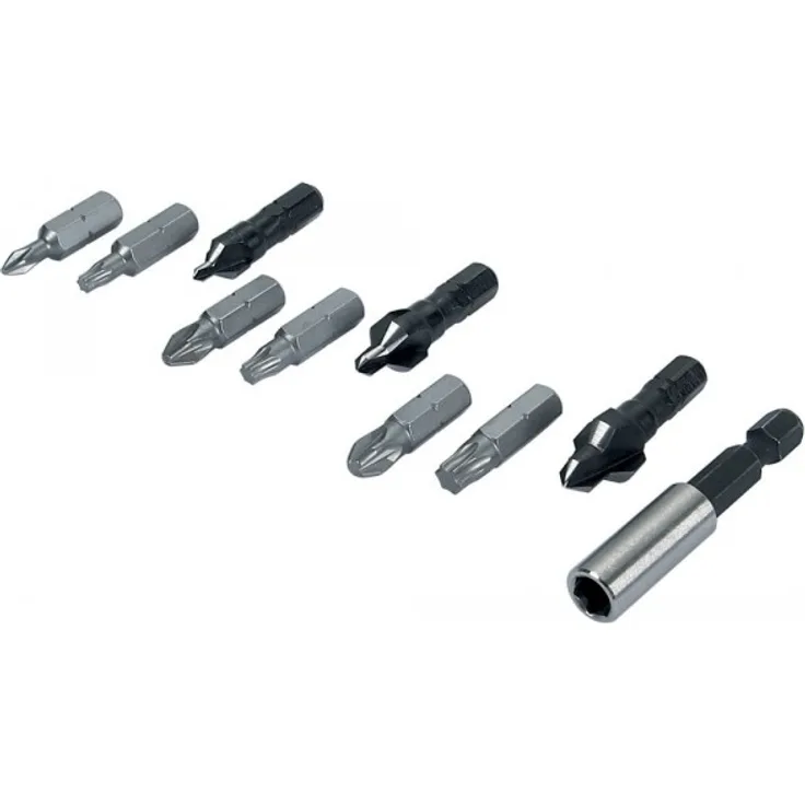 Wolfcraft 2542000 1 Verschraubungs-Set, 6-kant: 1 Bithalter, 3 Bohrsenker WS Ø 8,10,12 mm, 3 Bits Solid Pozidriv 1, 2, 3, 3 Bits Solid Torx 15,20,30