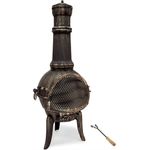 Deuba Terrassenofen aus Gusseisen Schürhaken 28kg Funkenfluggitter Gartenofen Gartenkamin Feuerstelle