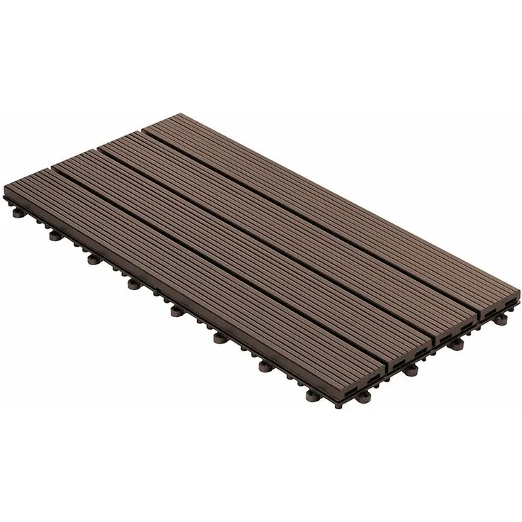 Klickfliesen WPC-Terrassendielen Royal Dunkelbraun 60x30 cm