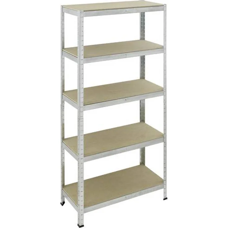 pro-bau-tec 10077 Schwerlaststeckregal 175 kg, 180 x 90 x 40 cm, 5 MDF-Böden, verzinkt