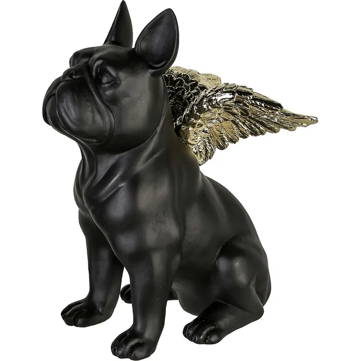 Casablanca Figur Flying Bulli schwarz goldfarben 16 cm Figur Hund Skulptur