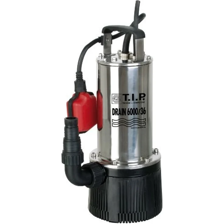 T.I.P. 30136 Tauchdruckpumpe Drain 6000-36 (950 W, max. 6.000 l-h, 34m Förderhöhe, Fremdkörper bis 2 mm, Stufenlos höhenverstellbarer Schwimmerschalter) Tauchpumpe – Bild 1