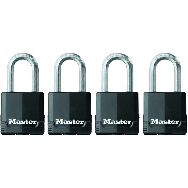 Master Lock M115XQLFCCSEN Magnum laminiertes verdecktes Vorhängeschloss, 4er-Pack, 4,8 cm breit, Stahl 5/16 Durchmesser, 3,8 cm Bügelabstand, 4 Stück 4er-Pack 1-1/2 Inch Shackle Überzogen