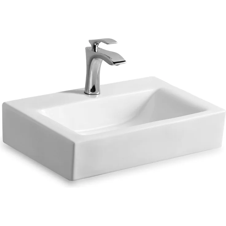 Gäste WC Wand Hänge oder Aufsatz Keramik Waschbecken Soho dünner Rand 43 x 30 cm