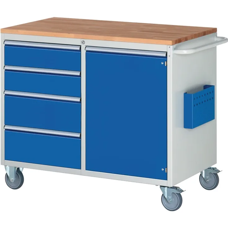 Werkstattwagen Buchenplatte H975xB1145xT650mm grau-blau Schubl.xH 2x150,2x210mm