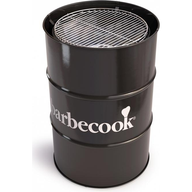 Barbecook Holzkohlegrill Fass-Form Tonne Verchromter Grill-Rost verstellbar Ø 47.5 Garten Höhe 89-cm, schwarz