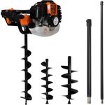 vidaXL Erdbohrer-Set Stahl 1 Bohrmaschine, 3 Erdbohrer, 2 Bohrerverlängerungen, 1 Mischverhältnis-Flasche und Reparaturwerkzeugsatz