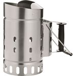 RÖSLE Anzündkamin, Hochwertiger Grillkohleanzünder aus Edelstahl, Funkenschutz, Griff mit Hitzeschutzblech, Haltebügel