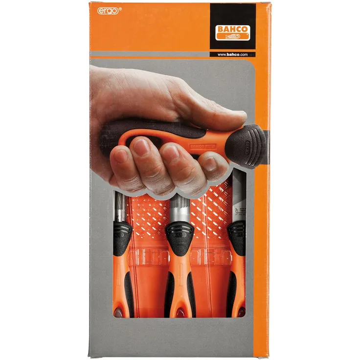 Bahco 1-478-08-1-2 IR1-478-08-1-2 Feilensatz Ergo 200mm 5-teilig Hieb 1-2, Orange