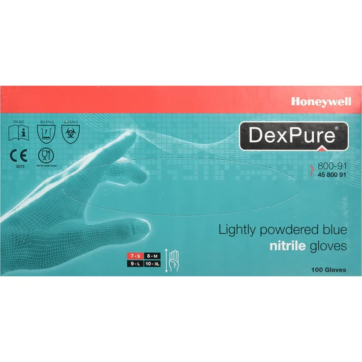 Honeywell 4580091-XL Nitril-Handschuhe DexPure, nicht gepudert, Gr. XL, Blau, 100 Paar, Small, small