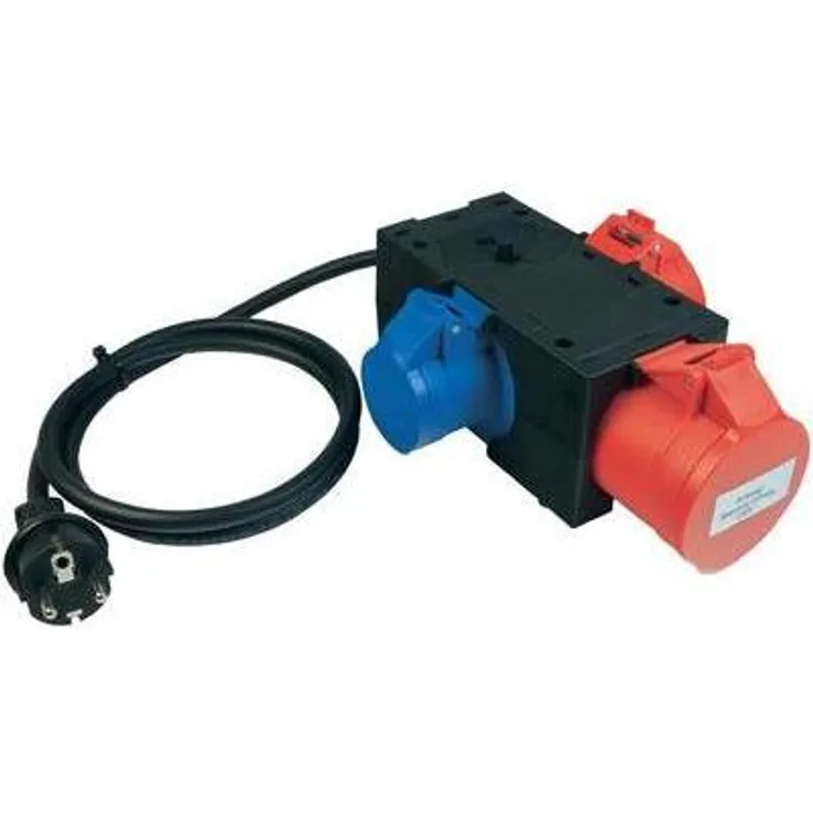Benning Messadapter Schutzkontakt-Stecker - CEE-Cara-Kupplung, CEE-Kupplung 3-fach CEE Messadapter Rot, Blau 044147