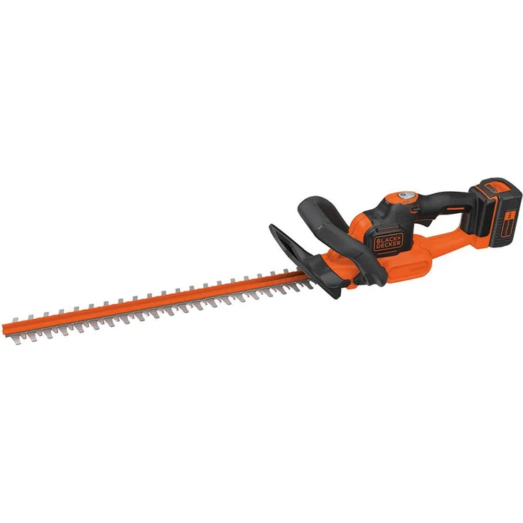 Black+Decker Akku Heckenschere (mit Antiblockierfunktion, Schnell-Ladegerät und hohem Bedienkomfort 22mm Schnittstärke, 36V, 55cm Sägeblatt-Länge, 3kg 2,0Ah Akku und 1,3A Ladegerät) GTC36552PC