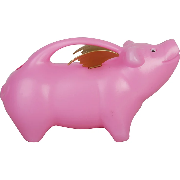 Esschert Design Gießkanne, Wasserkanne Motiv fliegendes Schwein in pink, ca. 29 cm x 13 cm x 17 cm