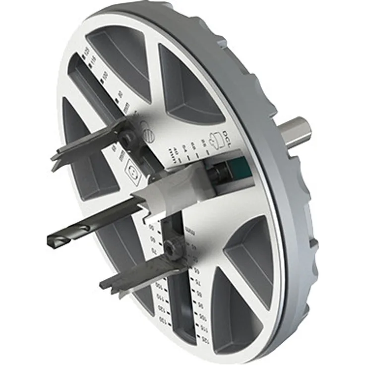 wolfcraft Lochsäge 5978000 – Verstellbarer Universal-Kreisschneider für den Akkuschrauber und die Bohrmaschine – Für Gipsplatten und Holz – Stufenlos einstellbar von ø 45-130mm