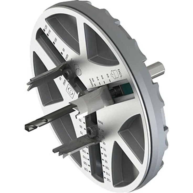 wolfcraft Lochsäge 5978000 – Verstellbarer Universal-Kreisschneider für den Akkuschrauber und die Bohrmaschine – Für Gipsplatten und Holz – Stufenlos einstellbar von ø 45-130mm – Bild 1