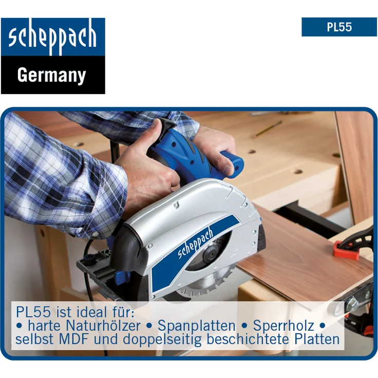 SCHEPPACH SET PL55 Tauchsäge mit 2xFührungsschiene + 2 Sägeblätter Handkreissäge – Bild 2