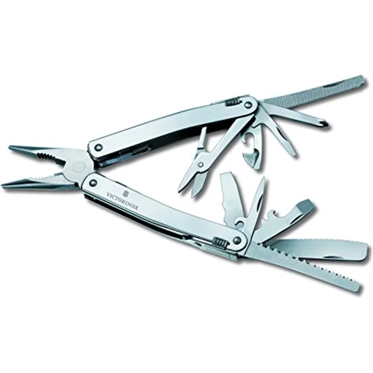 Victorinox Multifunktionswerkzeug Swiss Tool Spirit XC (24 Funktionen, Leder-Etui) silber