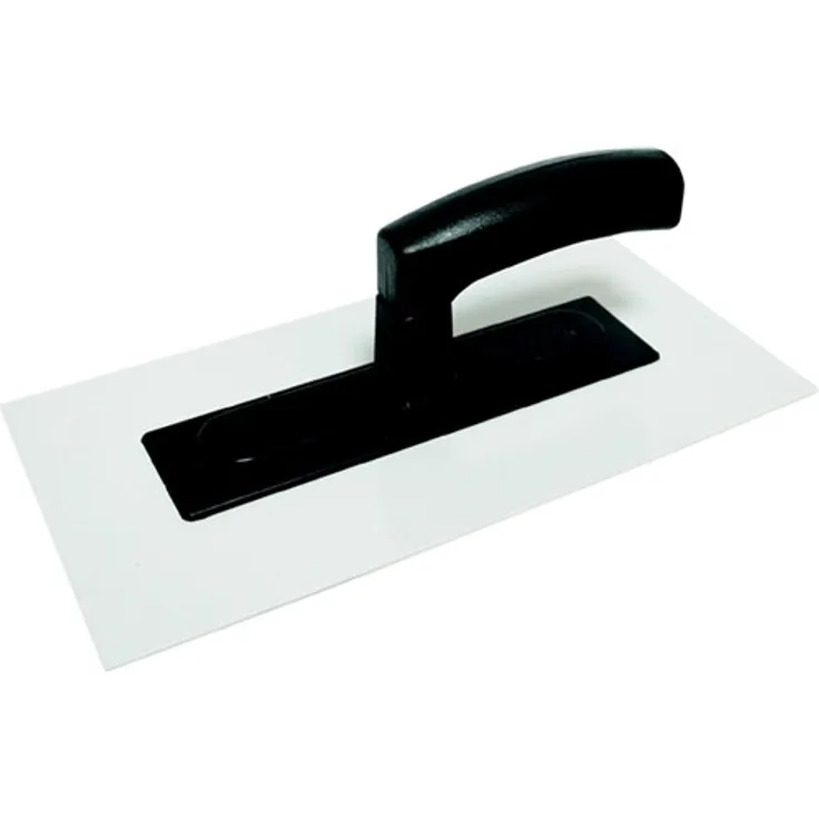 HAROMAC Glättekelle Made in Germany, aus ABS-Kunststoff, 280x140x3mm, graues Blatt & schwarze Stütze, Profiqualität, Glätter, Traufel, Glättescheibe