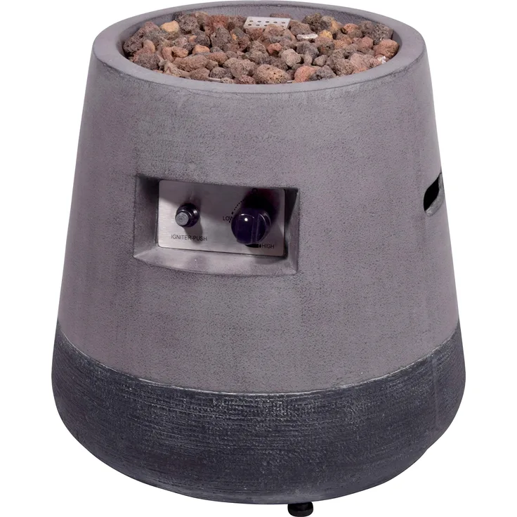 dobar Konischer Outdoor Lava-Ofen mit Lavasteinen, Propangas-Flamme, Magnesium-Feuerstelle Feuerschale, Grau, 50 x 50 x 50 cm