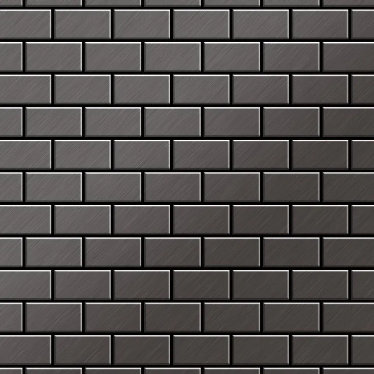 Alloy Mosaik Fliese massiv Metall Titan gebürstet in dunkelgrau 1,6mm stark House-Ti-SB 0,98 m2