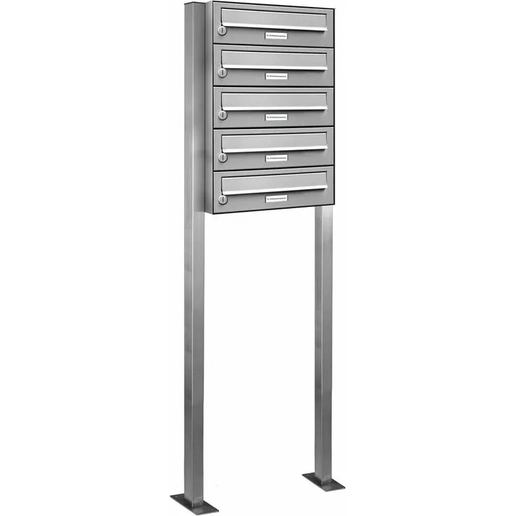 5er Edelstahl Stand Briefkasten Anlage Freistehend
