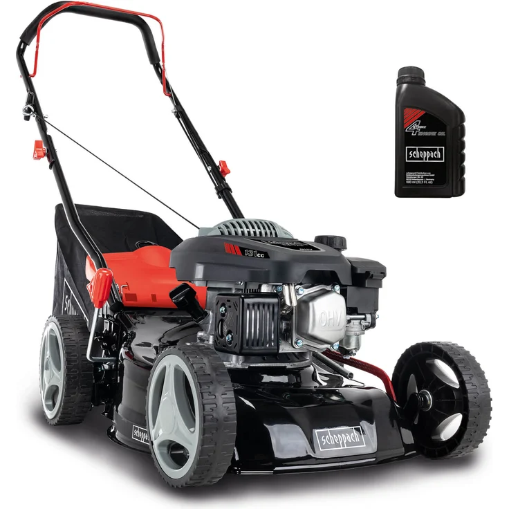 Scheppach Rasenmäher RM420 3in1 - 3,4PS | Schnittbreite 420mm | 45L Fangkorb | Schnitthöhenverstellung 25 - 75 mm | inkl. Motoröl – Bild 1
