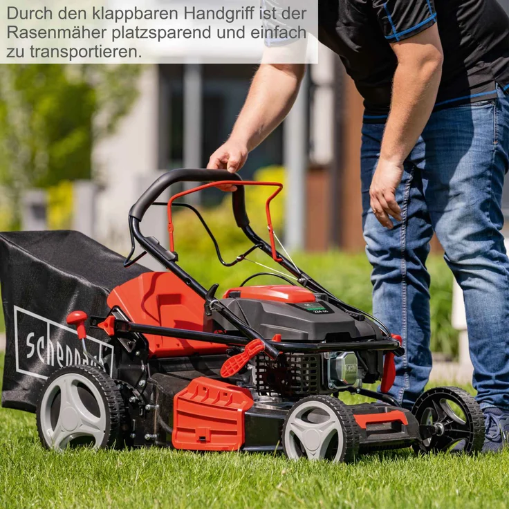 Scheppach Benzin Rasenmäher MS225-53 mit Radantrieb | 53cm Schnittbreite | 65L Fangbox | Höhenverstellung 7 Stufen | Seitenauswurf & Reinigungsfunktion | Mulchmäher | inkl. Motoröl – Bild 7