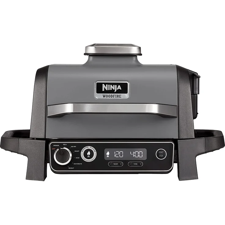 Ninja Woodfire Elektrogrill Outdoor Grill & Smoker OG701DE, Outdoor Heißluftfritteuse, 7 Kochfunktionen, Grau – Bild 1