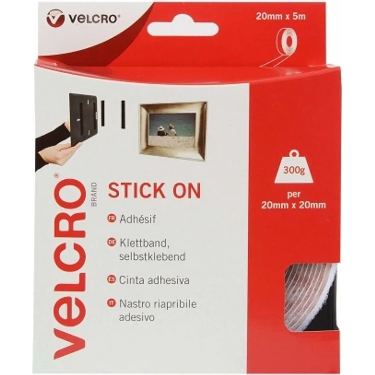 VELCRO VEL-EC60216 Klettband zum Aufkleben Haft- und Flauschteil (L x B) 5000mm x 20mm Weiß 5m - Preisvergleich