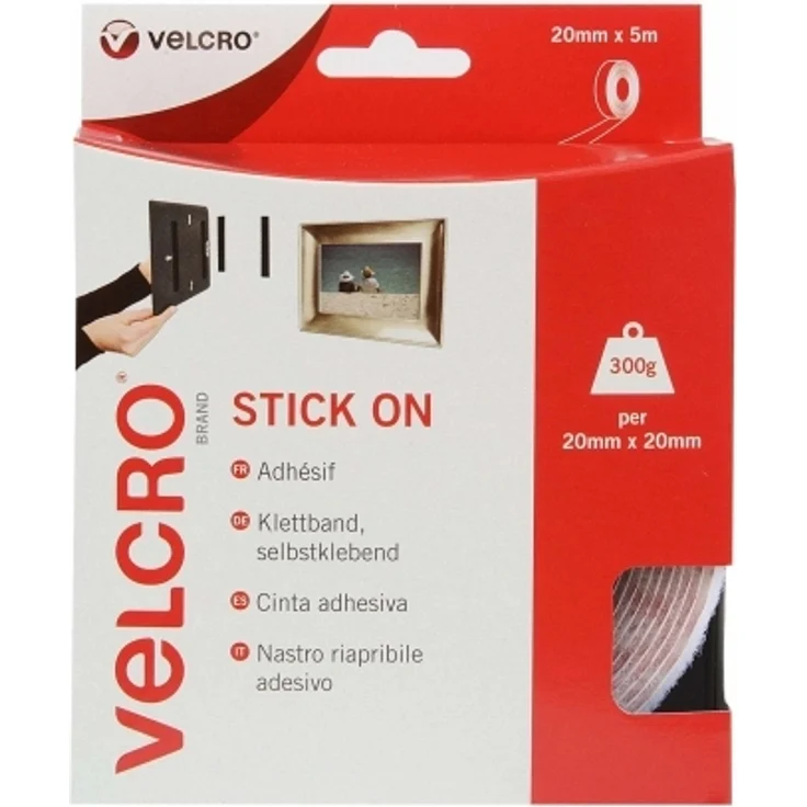 VELCRO VEL-EC60216 Klettband zum Aufkleben Haft- und Flauschteil (L x B) 5000mm x 20mm Weiß 5m - Preisvergleich – Bild 1