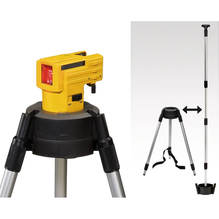 STABILA Kreuzlinienlaser LAX 50, 2-teiliges Set, selbstnivellierend, gut sichtbare Laser-Linien, Reichweite bis 10 m, Einknopfsystem, Schutzklasse IP 53, inklusive Stativ-Teleskopstange – Bild 1