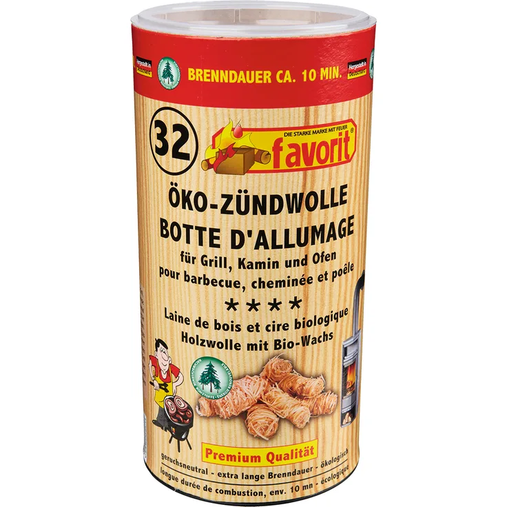 Favorit 1256 Öko Zündwolle Holzwolle mit Wachs 32 Stück