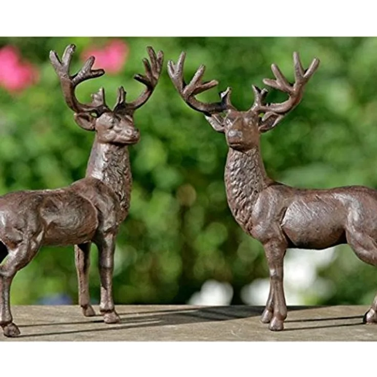 Hirschfigur Dekofigur Gartenfigur Gusseisen braun Hirsch H 27 cm Stückpreis