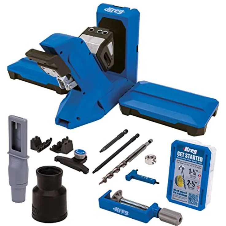 KREG Pocket Hole Jig 720 PRO Taschenloch Bohrschablone ( KPHJ720PRO-INT ) + Basis Station + Stufenbohrer + Bit + Schrauben