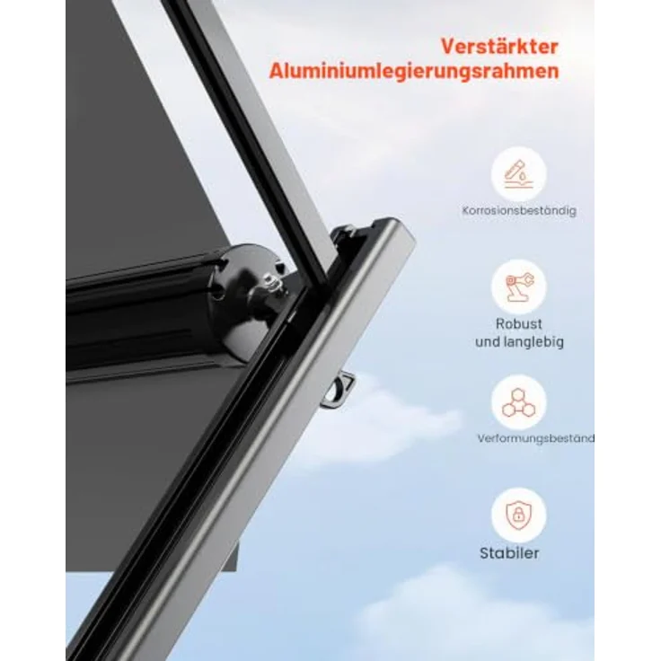 VEVOR Wohnwagen Markise, einziehbar, 487,7 cm, wasserdichter Sonnenschutz mit Aluminiumlegierungsrahmen, schwarz mit Farbverlauf – Bild 6