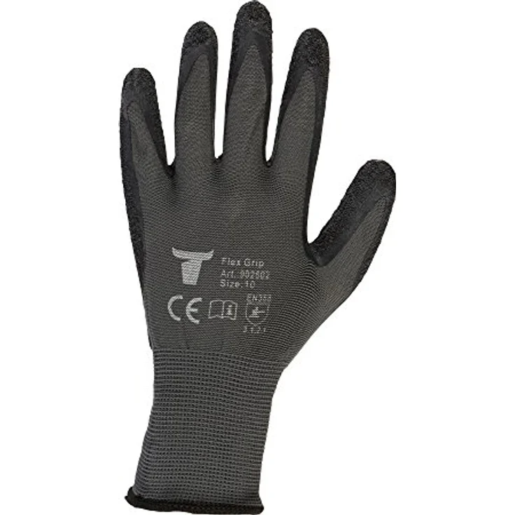 STIER Montagehandschuh, 12 Paar, Flex Grip, Größe 10, hochwertige Naturlatexbeschichtung, Exzellentes Tastgefühl, Schutz vor Flüssigkeiten & Kälte, hohe Atmungsaktivität, Schwarz – Bild 1