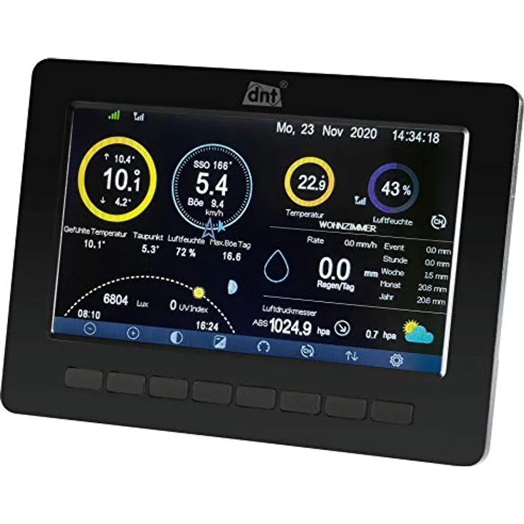 DNT Zusatz Display für WeatherScreen PRO, 7 Zoll TFT-Display mit 480 x 800 Pixel Auflösung, Schwarz