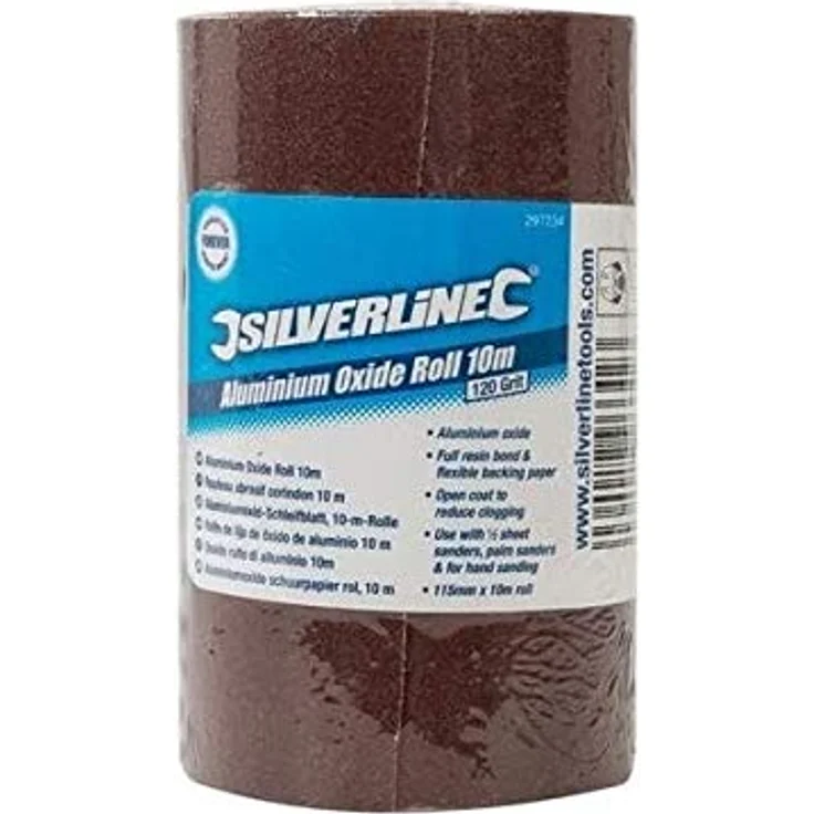 Silverline 297234 Korund-Schleifblatt, 10-m-Rolle 10 m, 120er-Körnung – Bild 3