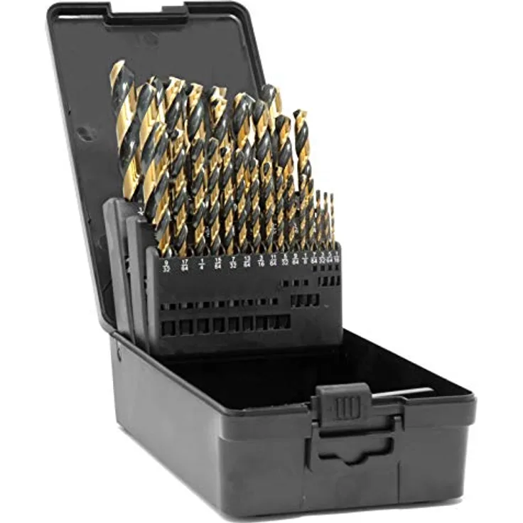 WEN DB292G HSS-Bohrer-Set, mit Tragetasche, Schwarz, Gold, 29 Teile
