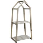 Spetebo Holz Blumenregal natur - 76 x 36 cm - Pflanzentreppe mit 2 Ablagen - Deko Blumen Pflanzen Ständer Regal Treppe