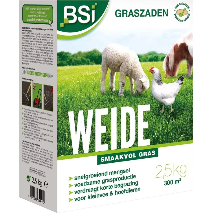 Bsi Rasensamen Weide, 2,5 Kg - Hochwertige Samen für grüne Rasenflächen