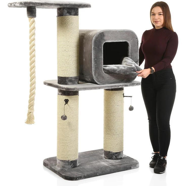 Canadian Cat Company Kratzbaum Kingston, sehr robust, Ø 20cm Kratzstamm, Grau, ca. 115 x 80 x 153 cm – Bild 1