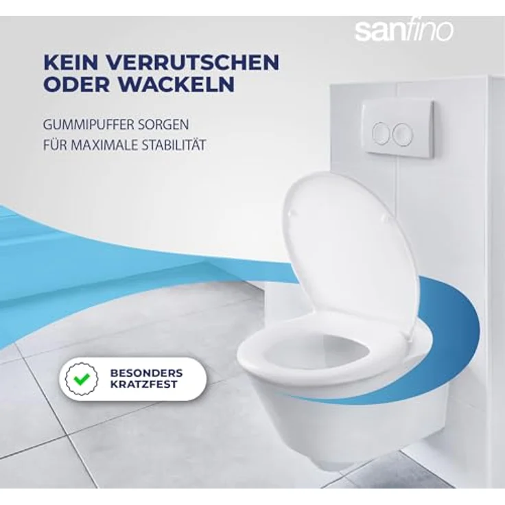 Sanfino Duroplast WC-Sitz Curvo, mit absenkautomatik, antibakteriell und abnehmbar, Weiß – Bild 7