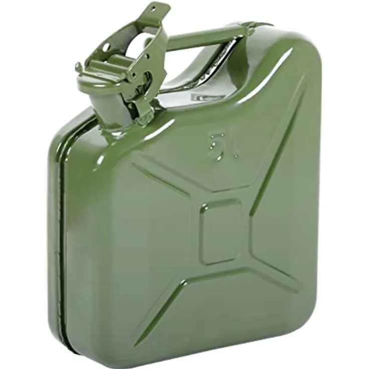 EDA - Metallkanister 5 Liter – zugelassen für den Transport von Kohlenwasserstoffen und gefährlichen Produkten - 24,7 x 10,6 x 27,5 cm – Khakigrün