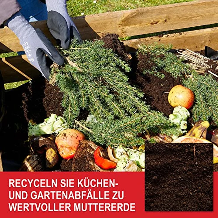 Onbest Holzkomposter, wetterfestes Stecksystem aus lasiertem FSC Holz, 520 L Fassungsvermögen für Gartenabfälle und Biomüll – Bild 4